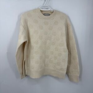 EVERLANE Alpaca blend Polka Dot Oversized Crew - cream/Snow color sweater XS